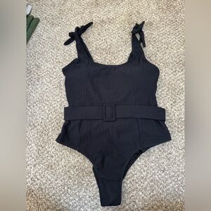 Black Belted Swimsuit
